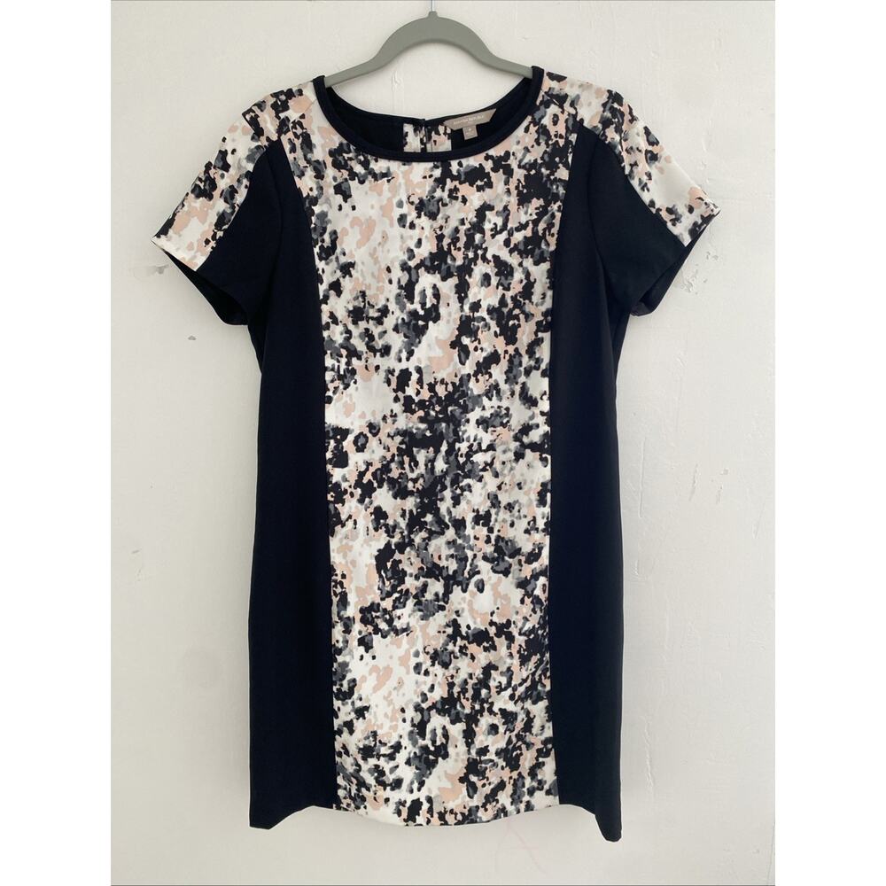 Banana Republic Dress 8 Womens Sheath Black SS Pink Printed Career